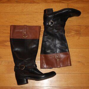 Black and brown boots with and silver hardware